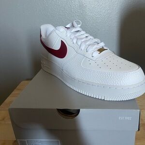 Nike Air Force 1 '07 Shoes White Team Red CZ0326-100
